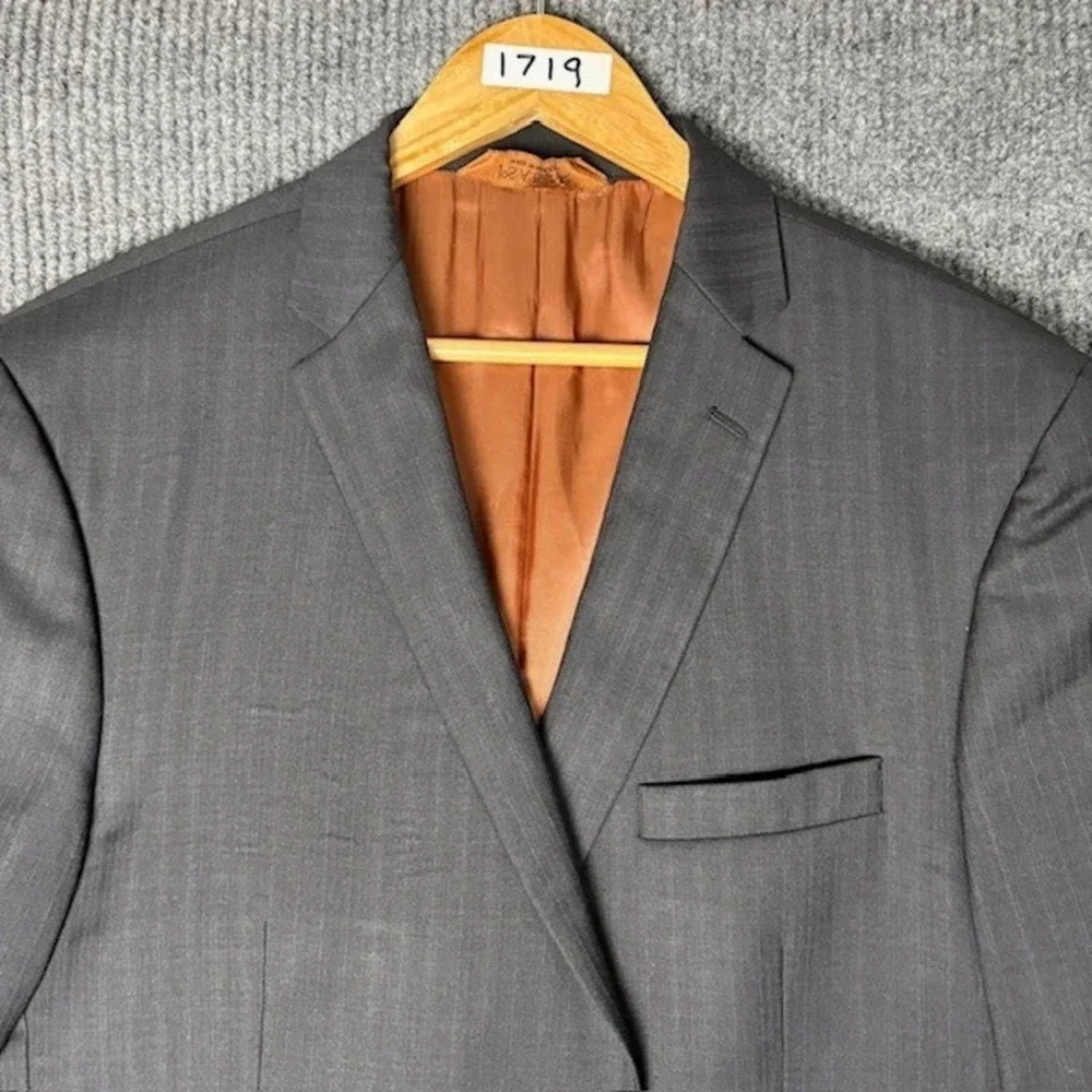 Joseph A Bank Mens Charcoal Pinstripe Slim Fit Wool Blazer Suit Jacket 44RG‎